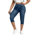 thumbnail image 1 of Nmnitkp Women's Stretchy Capri Jeggings High Waisted No Denim Jean Pants Stretchy Tummy Control Skinny Jean Leggings, 1 of 9