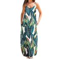 thumbnail image 1 of Nmnitkp Women's Summer Maxi Dress Casual Sleeveless V Neck Boho Floral Beach Sundress Strappy Split Loose Dress Beach Cover Up Long Cami Maxi Dresses with Pocket S-XXXL, 1 of 6