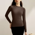thumbnail image 1 of Nmnitkp Women's Tops Comfortable and Soft Long Sleeve Shirts for Women Shirts Crew Neck T-Shirts Soft Casual Breathable Tees Basic Tops Brown,S, 1 of 4