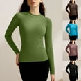 thumbnail image 1 of Nmnitkp Women's Tops Comfortable and Soft Long Sleeve Shirts for Women Shirts Crew Neck T-Shirts Soft Casual Breathable Tees Basic Tops Green,L, 1 of 4