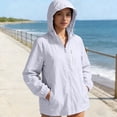 thumbnail image 1 of Nmnitkp Women's UPF 50+ Sun Protection Hoodie Jacket, Cooling Ice Silk Lightweight Zip-Up Sun Shirt with Pockets, Water Resistant Long Sleeve UV Protection Top for Hiking Beach Travel White,3XL, 1 of 9