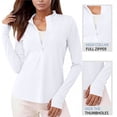 thumbnail image 1 of Nmnitkp Women's UPF 50+ Sun Protection Shirt, Long Sleeve 1/4 Zip High Collar Top with Thumbholes, Cooling Quick Dry Workout Hiking Golf Running Tee White,M, 1 of 9