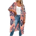 thumbnail image 1 of Nmnitkp Women's Vintage Floral Print Kimono Cardigan, Loose Fit Open Front Half Sleeve Cover Up, Breathable Lightweight Beach Swimsuit Cover Up for Daily Casual Wear White #04,M, 1 of 5