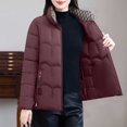 thumbnail image 1 of Nmnitkp Women's Winter Coat Full-Zip Down Jacket Waterproof Puffer Coat Warm Parkas Long Sleeve Outerwear Wine,4XL, 1 of 9
