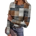 thumbnail image 1 of Nmnitkp Womens 2025 Summer Fall Long Sleeve Shirts Ribbed Knit Fitted Basic Tee Going Out Tops Underscrub Casual Outfits Brown,S, 1 of 8