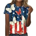 thumbnail image 1 of Nmnitkp Womens American Flag Shirt Short Sleeve USA 4th of July Flag Tops Loose Patriotic Novelty T-Shirts Multicolor,2XL, 1 of 4
