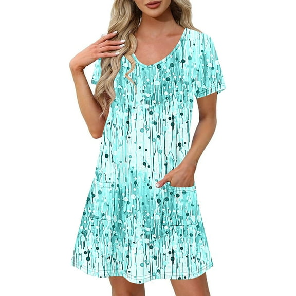 Nmnitkp Womens Dresses Cute Floral Smocked V Neck Flutter Sleeve Sundress with Pockets Casual Spring Summer Dresses for Women 2025