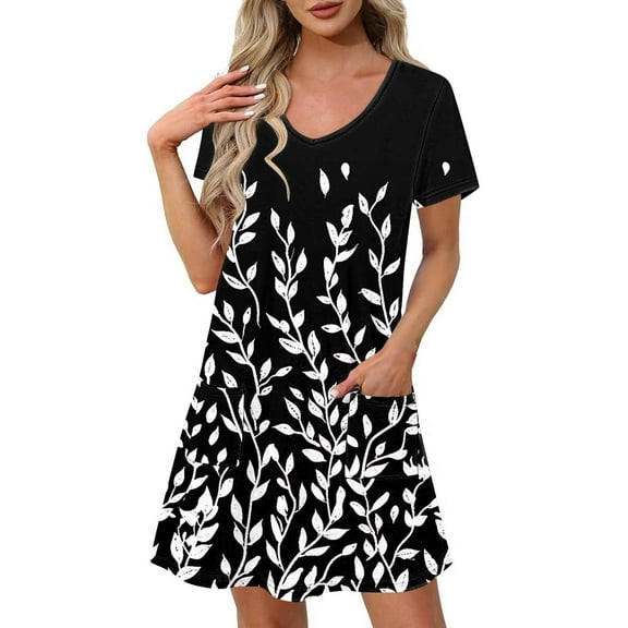 Nmnitkp Womens Dresses Cute Floral Smocked V Neck Flutter Sleeve Sundress with Pockets Casual Spring Summer Dresses for Women 2025