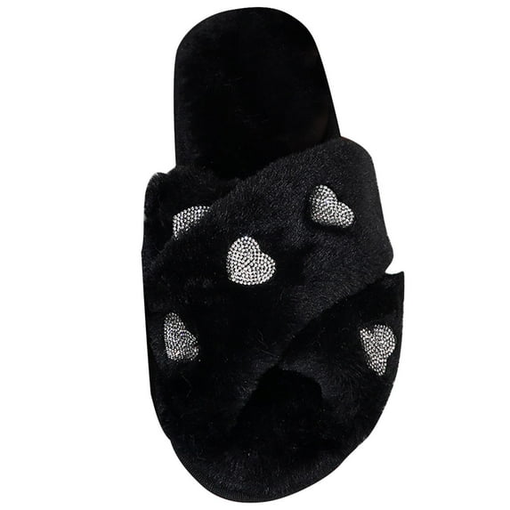 Nmnitkp Womens Fuzzy Memory Foam Slippers Beautiful Pattern Band Cozy Plush Home Slippers Fluffy Furry Open Toe House Shoes Indoor Outdoor Slide Slipper
