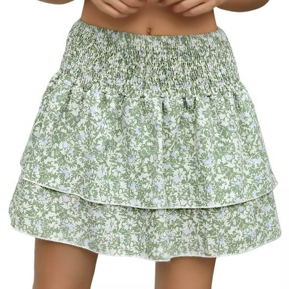 Nmnitkp Womens High Waisted Pleated Skirt Ruffled Tennis Skirts Pickleball Golf Skater Cheer Skorts with Shorts Pockets Green,S