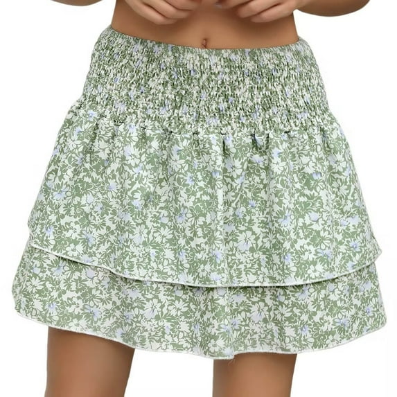 Nmnitkp Womens High Waisted Pleated Skirt Ruffled Tennis Skirts Pickleball Golf Skater Cheer Skorts with Shorts Pockets Green,S