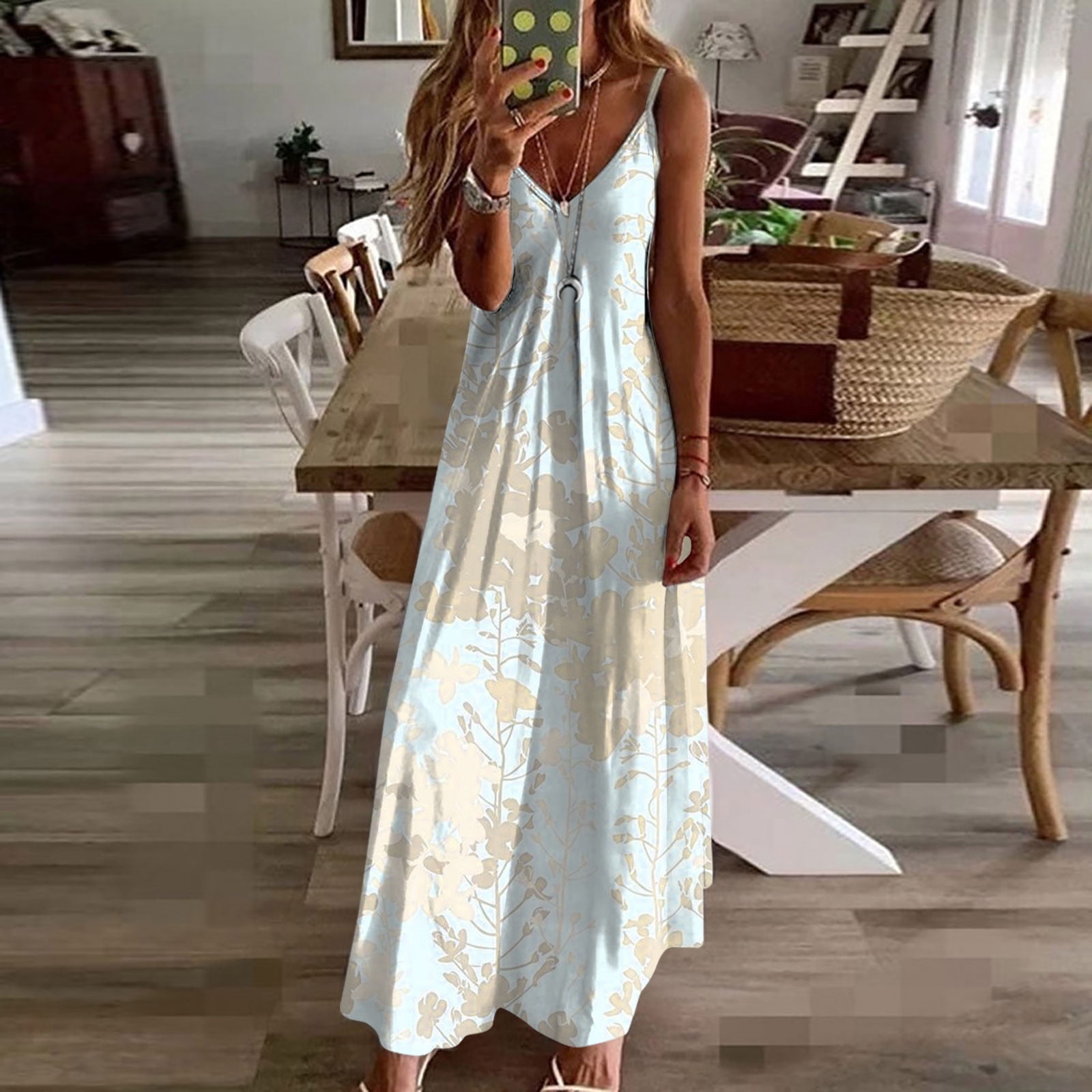 Nmnitkp Womens Maxi Dress 2025 Casual Strappy V Neck Sleeveless Flowy  Sundress Plus Size Loose Long Maxi Beach Dress Sundress for Vacation S-5XL  - Walmart.com