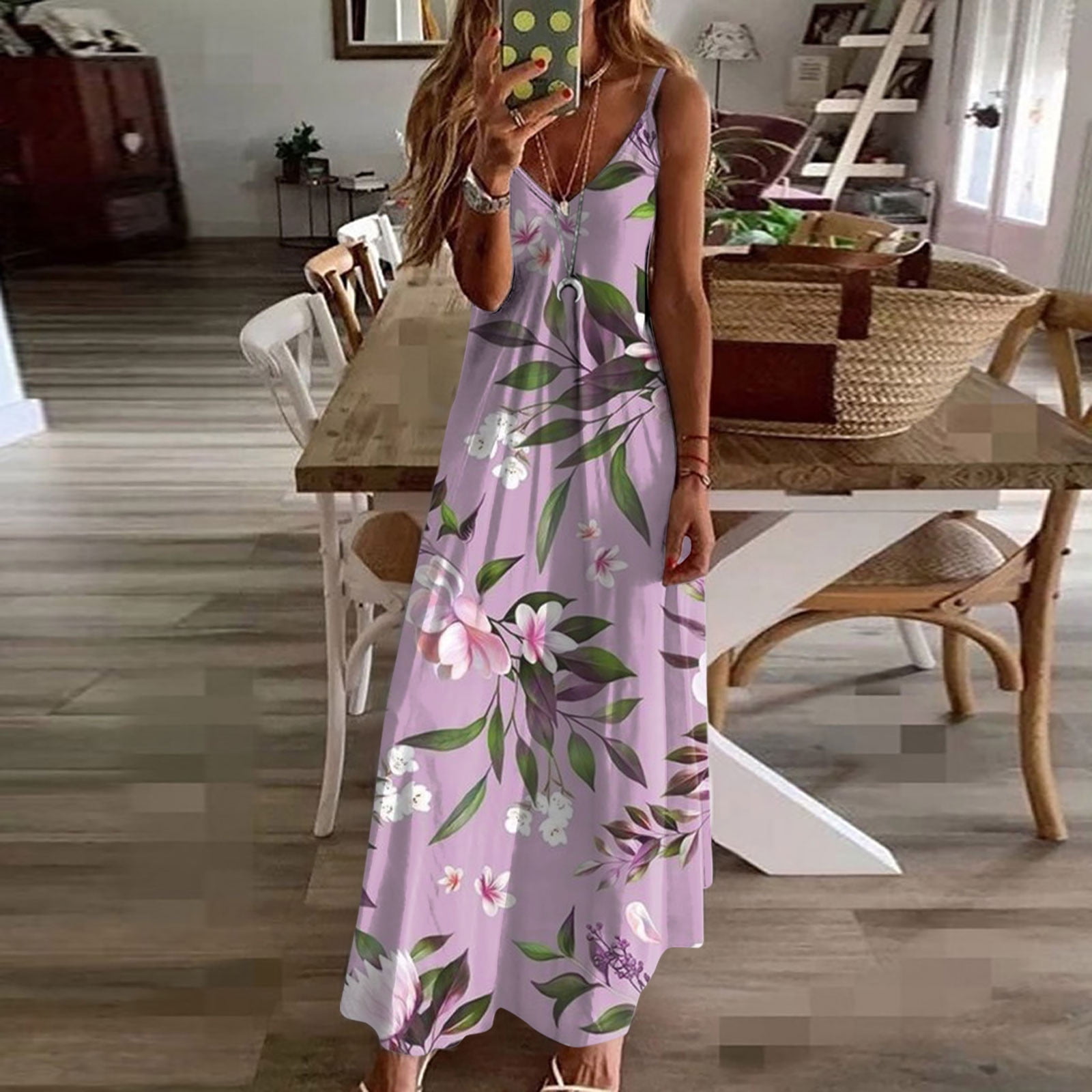 Nmnitkp Womens Maxi Dress 2025 Casual Strappy V Neck Sleeveless Flowy  Sundress Plus Size Loose Long Maxi Beach Dress Sundress for Vacation S-5XL  - Walmart.com