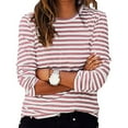thumbnail image 1 of Nmnitkp Womens Oversized Sweatshirt Casual Long Sleeve Round Neck Blouse Color Block Striped Crewneck Sweatshirts Tops T Shirt, 1 of 8