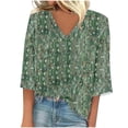 thumbnail image 1 of Nmnitkp Womens Plus Size Tops Casual Boho Floral Printed Tops V Neck Long Sleeve Button Down Shirts Dressy Chiffon Loose Blouses, 1 of 2