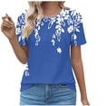 thumbnail image 1 of Nmnitkp Womens Plus Size Tops Cute Floral Print Summer Blouses Casual Crewneck Lace Crochet Short Sleeve Loose Tunic Top S-3XL, 1 of 4