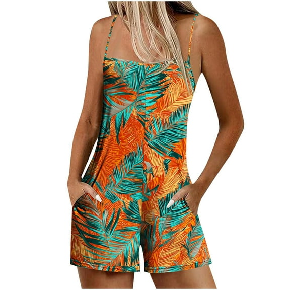 Nmnitkp Womens Shorts High Quality Fabric Jumpsuit Shorts Stylish Patchwork Print Women’s Shorts Side Pockets for Casual Wear M