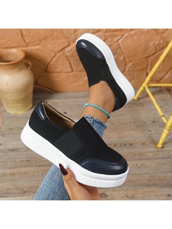 Womens Slip on Shoes Stylish Casual Loafers Lightweight Sneakers Comfortable Spring Flat Shoes for Office,Work Black,37