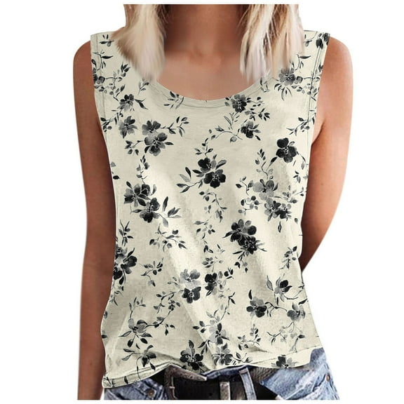 Nmnitkp Womens Summer Tank Tops Sleeveless Chiffon Double Layers Blouse Loose Round Neck Casual Shirts,Tank Tops,Plus Size Tops for Women