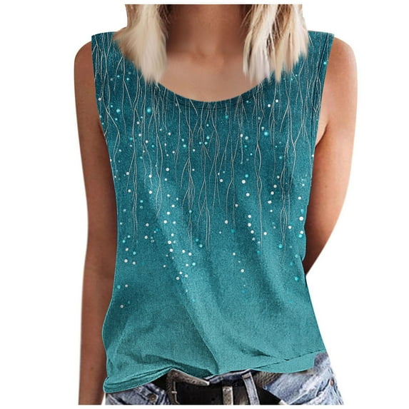 Nmnitkp Womens Summer Tank Tops Sleeveless Chiffon Double Layers Blouse Loose Round Neck Casual Shirts,Tank Tops,Plus Size Tops for Women