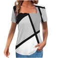 thumbnail image 1 of Nmnitkp Womens Summer Tops Beautiful,Short Sleeve Shirts for Women Eyelet Embroidery Summer Dressy Tops 2025 Trendy Lace Casual T-Shirts Work Outfits Gray,3XL, 1 of 5
