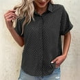 thumbnail image 1 of Nmnitkp Womens Summer Tops Comfortable and Breathable Womens Short Sleeve Tops Casual Button Down Shirts Summer Soft Fashion Blouses Tops Black,S, 1 of 4