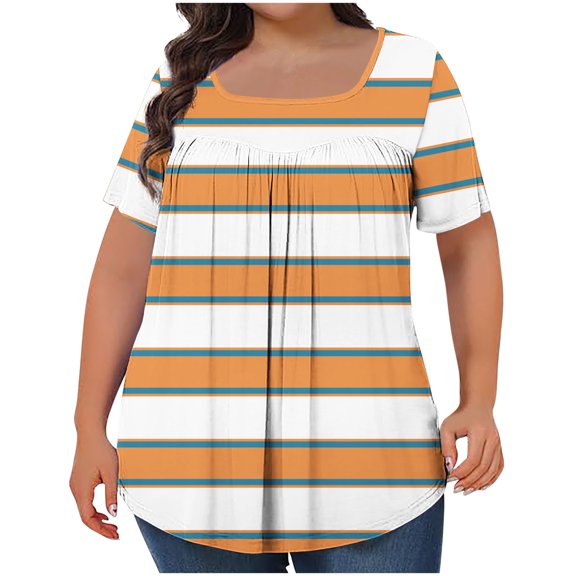 Nmnitkp Womens Tops Boasting Colorful Stripes Along With Short Sleeve Tops in Multiple Hues Suitable for Plus Size Tops for Women’s Styling & Womens Blouses