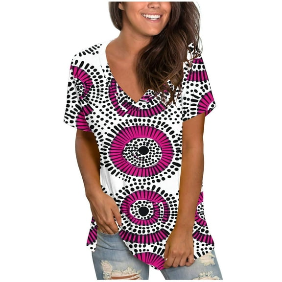 Nmnitkp Womens Tops Boasting Eye-Catching Geometric Prints Along With Short Sleeve Tops in Multiple Hues Suitable for Casual Tops for Women’s Styling & Womens Blouses