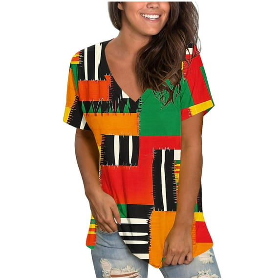 Nmnitkp Womens Tops Boasting Eye-Catching Geometric Prints Along With Short Sleeve Tops in Multiple Hues Suitable for Casual Tops for Women’s Styling & Womens Blouses