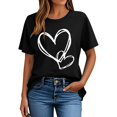 thumbnail image 1 of Nmnitkp Womens Tops Casual Crewneck Tee - Valentines Day Graphic Short Sleeve T-Shirt Black,S, 1 of 5