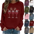 thumbnail image 1 of Nmnitkp Womens Tops Christmas Fleece Sweaters Long Sleeve Fuzzy Sweatshirts Holiday Graphic Shirts Red,L, 1 of 4