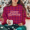 thumbnail image 1 of Nmnitkp Womens Tops Christmas Vintage Plaid Printed Letter Printing Round-neck Casual Sporty Long-sleeved Fleece Sweatshirt Tops Hot Pink,L, 1 of 9