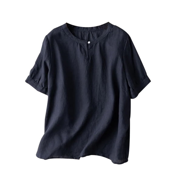 Nmnitkp Womens Tops Comfortable and Breathable Cotton Linen Top Womens Blouses New Type Women's Casual Long Sleeve T Shirt Crewneck Pullover Loose Tops