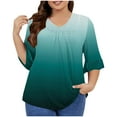 thumbnail image 1 of Nmnitkp Womens Tops Dressy Casual 3/4 Length Sleeve Tops Summer Loose V-Neck Eyelet T-Shirts Floral Ruffle Sleeve Tunic Blouses L-5XL, 1 of 5
