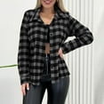 thumbnail image 1 of Nmnitkp Womens Tops Flannel Shirt Women Button Down Long Sleeve Plaid Shirts Collared 2026 Casual Work Tops Gray,M, 1 of 5