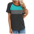thumbnail image 1 of Nmnitkp Womens Tops High Quality Fabric Blouses Women's Color Block Short Sleeve T Shirts Casual Crew Neck Tops Basic Summer Loose Fit Tees, 1 of 5