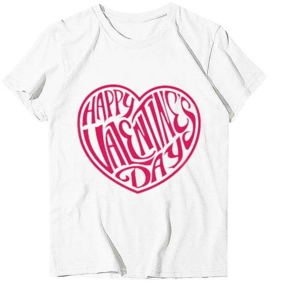 Nmnitkp Womens Tops New Type Blouses High Quality Fabric Womens Valentine's Day Graphic Tees Short Sleeve Heart Printed Shirts Blouse Tops