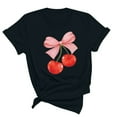 thumbnail image 1 of Nmnitkp Womens Tops New Type Women Graphic Tees Cherry Print Loose Fit Short Sleeve Crew Neck T Shirt Summer Casual Top, 1 of 1