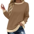 thumbnail image 1 of Nmnitkp Womens Tops Soft and Comfortable Sweatshirts for Women Crewneck Long Sleeve Shirts for Women Loose Fit Tops Color Block Ribbed Trim Fashion 2025, 1 of 8