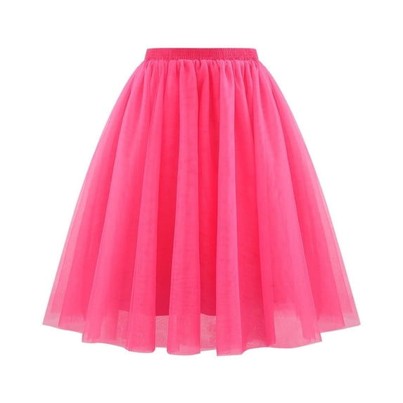 Nmnitkp Womens Tulle Skirt A Line Tulle Dress Tutu Skirts Knee Length Adult Layered Short Prom Party Midi Skirt Hot Pink,S