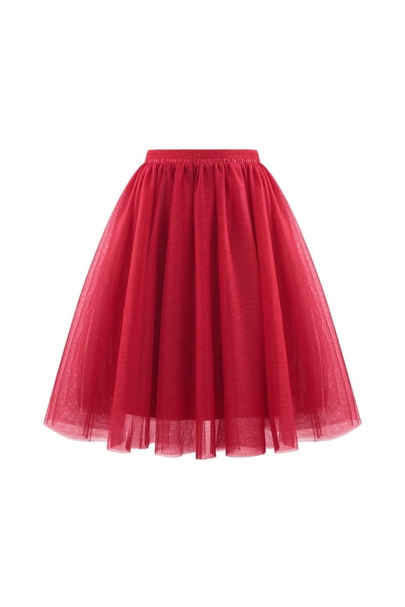 Womens Tulle Skirt A Line Tulle Dress Tutu Skirts Knee Length Adult Layered Short Prom Party Midi Skirt Wine,2XL