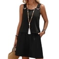 thumbnail image 1 of Nmnitkp Womens Two Piece Short Sets Summer Casual Matching Lounge Set Round Neck Sleeveless Tank Tops Drawstring Elastic Waist Shorts with Pockets, 1 of 5