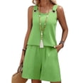 thumbnail image 1 of Nmnitkp Womens Two Piece Short Sets Summer Casual Matching Lounge Set Round Neck Sleeveless Tank Tops Drawstring Elastic Waist Shorts with Pockets, 1 of 5