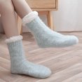 thumbnail image 1 of Nmnitkp Womens Warm Slipper Socks Winter Knit Fuzzy Cozy Thick Fleece Lined Socks with Grippers Thermal Home Socks Green,Free Size, 1 of 6