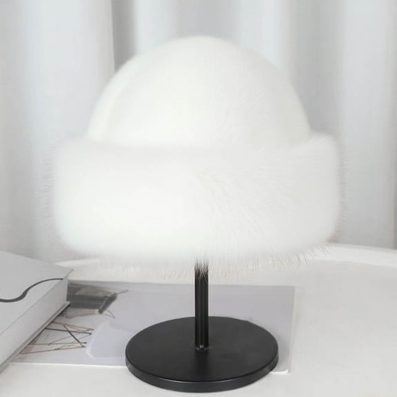 Nmnitkp Womens Winter Solid Color Plus Velvet Hat Scarf Integrated Warm Cold Proof Neck Earmuffs Hat White