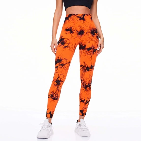 Nmnitkp Yoga Pants Women Fashionable Tie Yoga Pants Summer High Waisted Hip Lifting Sports Pants Yoga Pants Orange,L