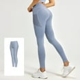 thumbnail image 1 of Nmnitkp Yoga Pants Women High Waisted Tummy Control Yoga Leggings, Butt Lifting Workout Pants with Mesh Pocket, Stretchy Fitness Leggings for Gym & Daily Wear Light Blue,L, 1 of 8