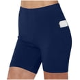thumbnail image 1 of Nmnitkp Yoga Shorts Plus Size Women's High Waisted 3" Biker Shorts with Pockets, No See Through Anti-Chafing Yoga Shorts, Stretchy Workout Shorts for Running & Casual Wear Navy,5XL, 1 of 6