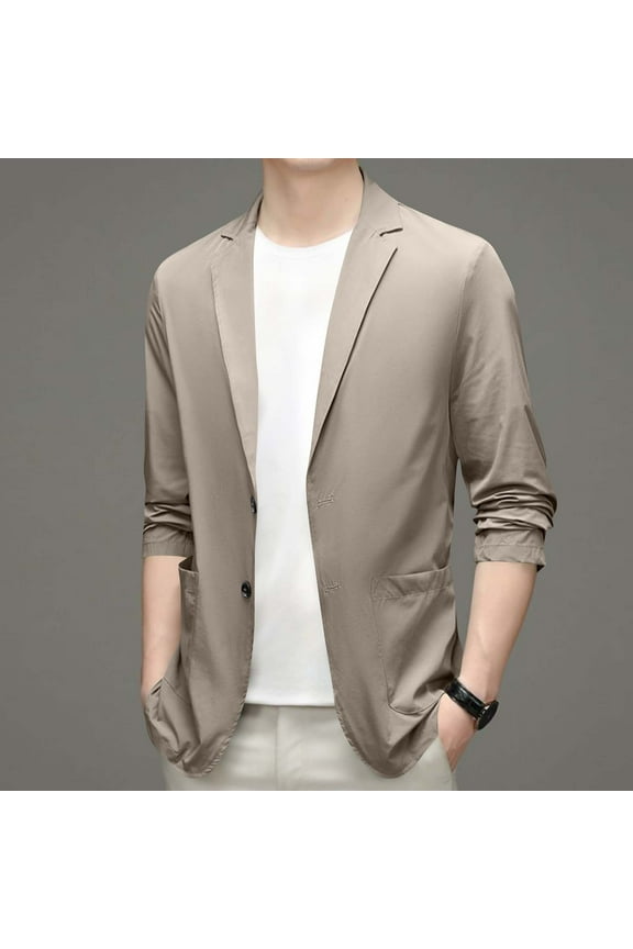 Jackets for Men Casual Blazer Two Button Lightweight Slim Fit Sport Jacket Coffee,XL