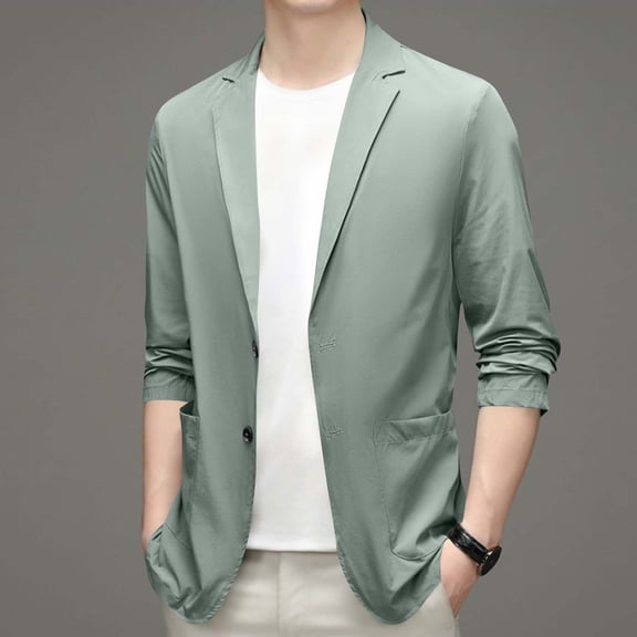 Nmnitkp ackets for Men Casual Blazer Two Button Lightweight Slim Fit Sport Jacket Green,L